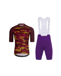 HOLOKOLO Cycling short sleeve jersey and shorts - CAMOTRAIL - purple/bordeaux